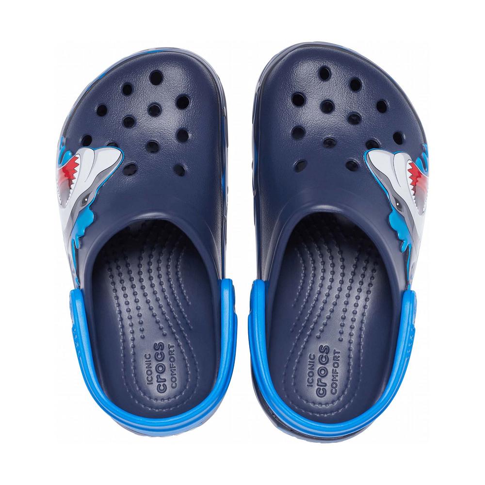 Sabots Crocs Fun Lab Shark Lights Garcon Bleu Marine | France 1354WNBY